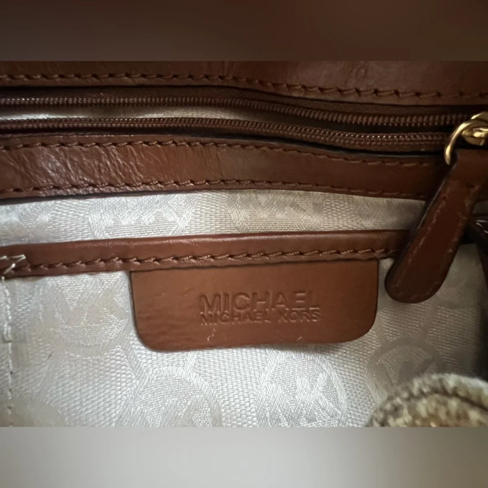 Michael Kors Marina Gathered Drawstring Gold Metallic Shimmer Hobo Shoulder Bag.